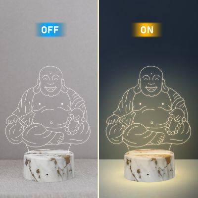 3D Laughing Buddha Led Night lamp with Warm White Color Home Decor Lamp